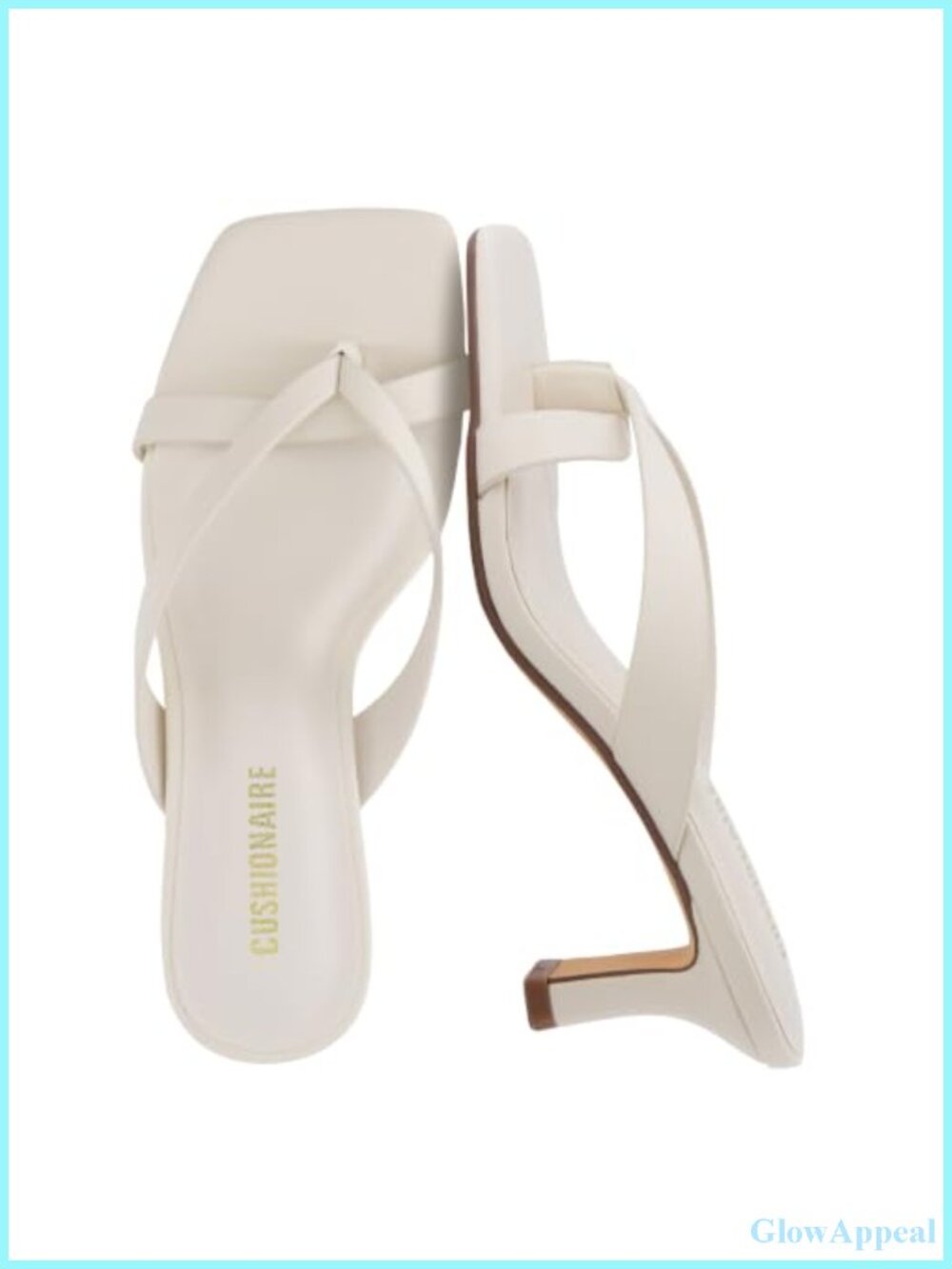 CUSHIONAIRE Shana Square Toe Faux Leather Kitten Heel Thong Sandals